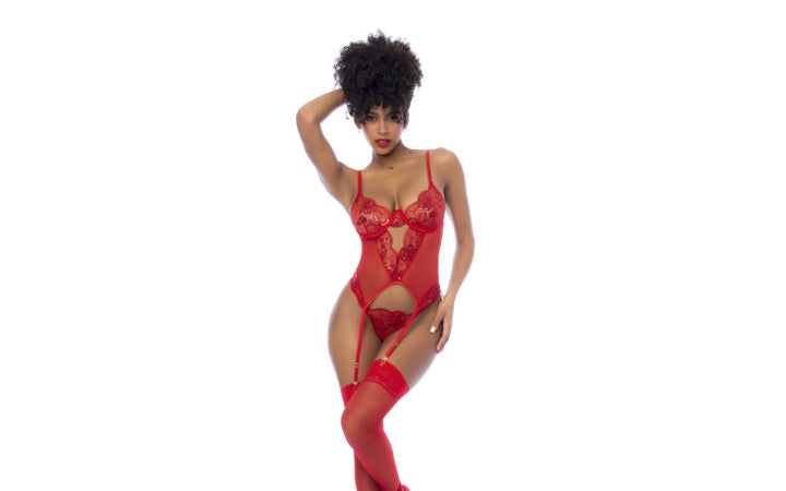 Red 2 Pc Set w/ Matching Thong Lingerie