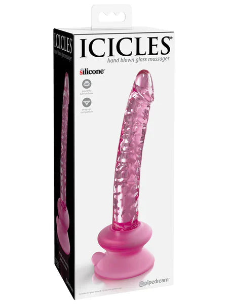 Icicles No.86 glass dildo - hand-blown borosilicate glass toy with suction cup base
