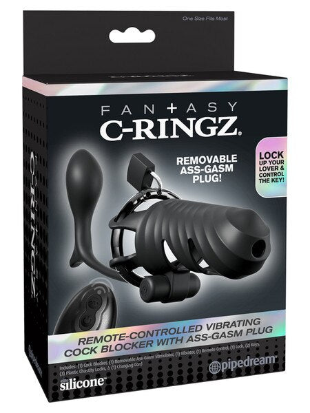 Fantasy C-Ringz Remote Controlled Vibrating Cock Blocker With Ass Gasm Plug