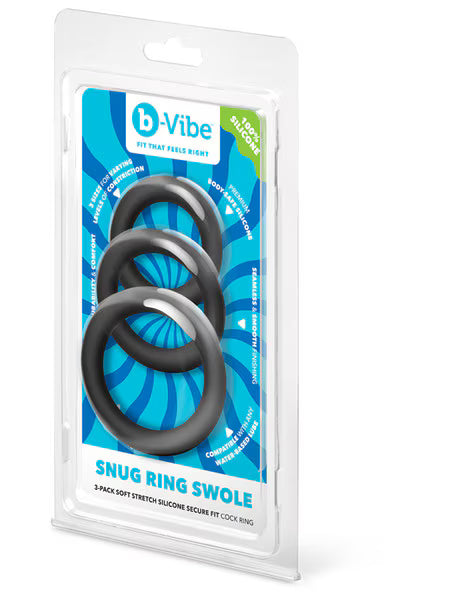 B-Vibe Snug Ring Swole 3 Pack Snug Fit Thick Silicone Cock Ring
