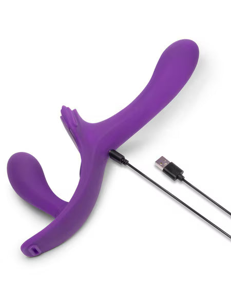 Lock-In Dual Ended Vibrating Strap on & Harness Set