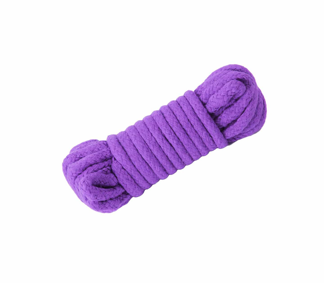 Love in Leather 10 metre purple bondage rope - soft cotton rope for shibari and BDSM restraint
