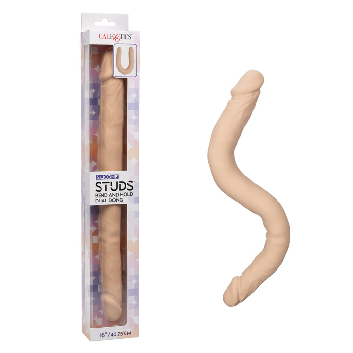 Silicone Studs Bend And Hold Dual Dong 16"/40 75cm ivory