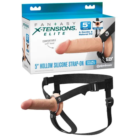Fantasy X Tensions Elite 5" Silicone Hollow Strap On Flesh