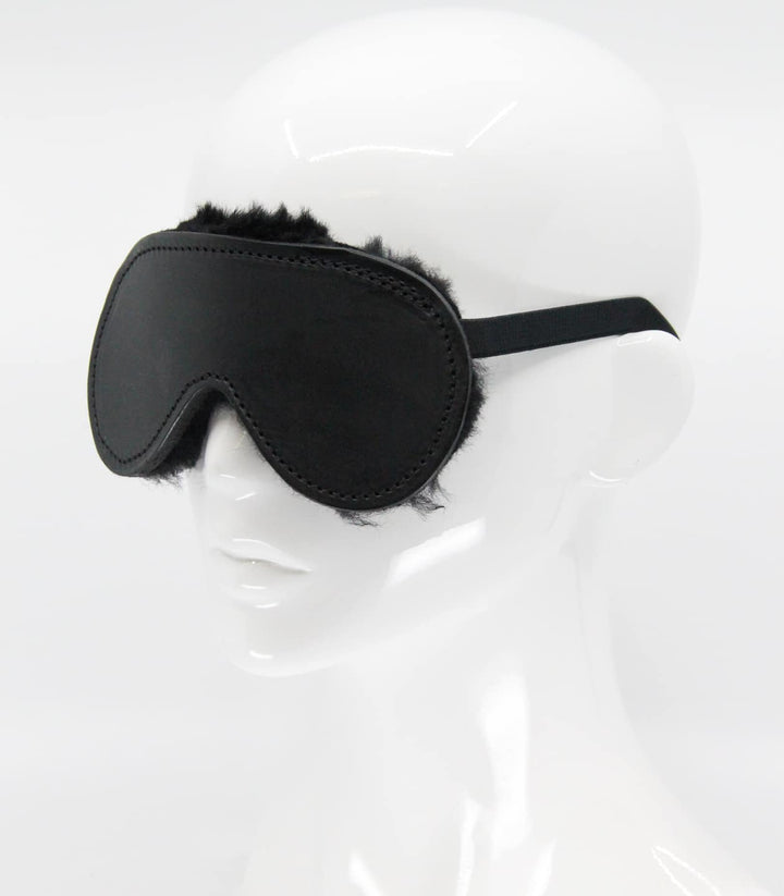 Love in Leather sheepskin lined blindfold - luxury BDSM eye mask with soft natural sheepskin padding