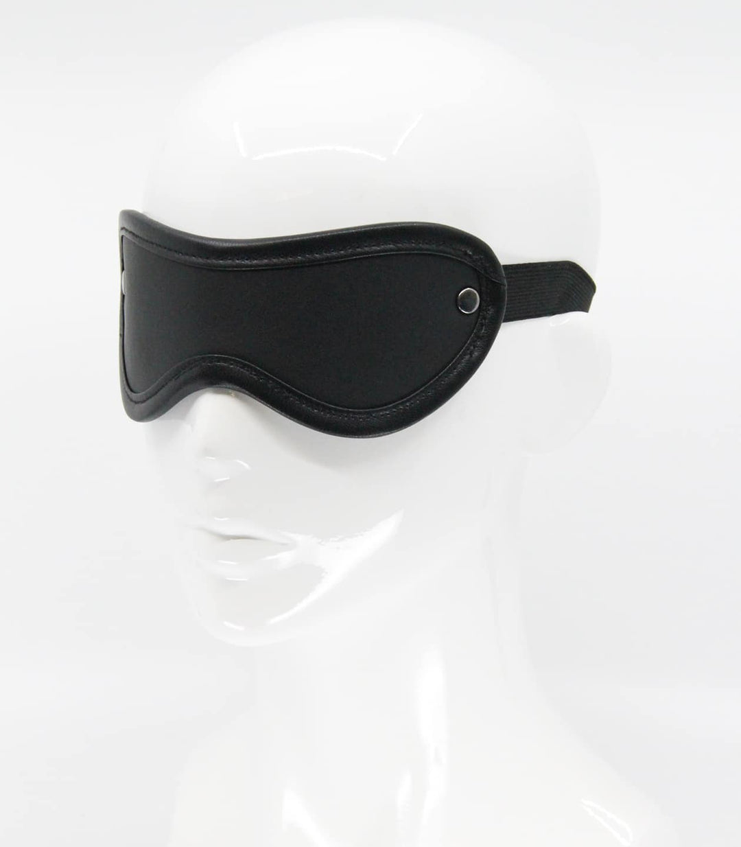 Love in Leather blindfold with pewter hardware - premium black leather eye mask with adjustable strap