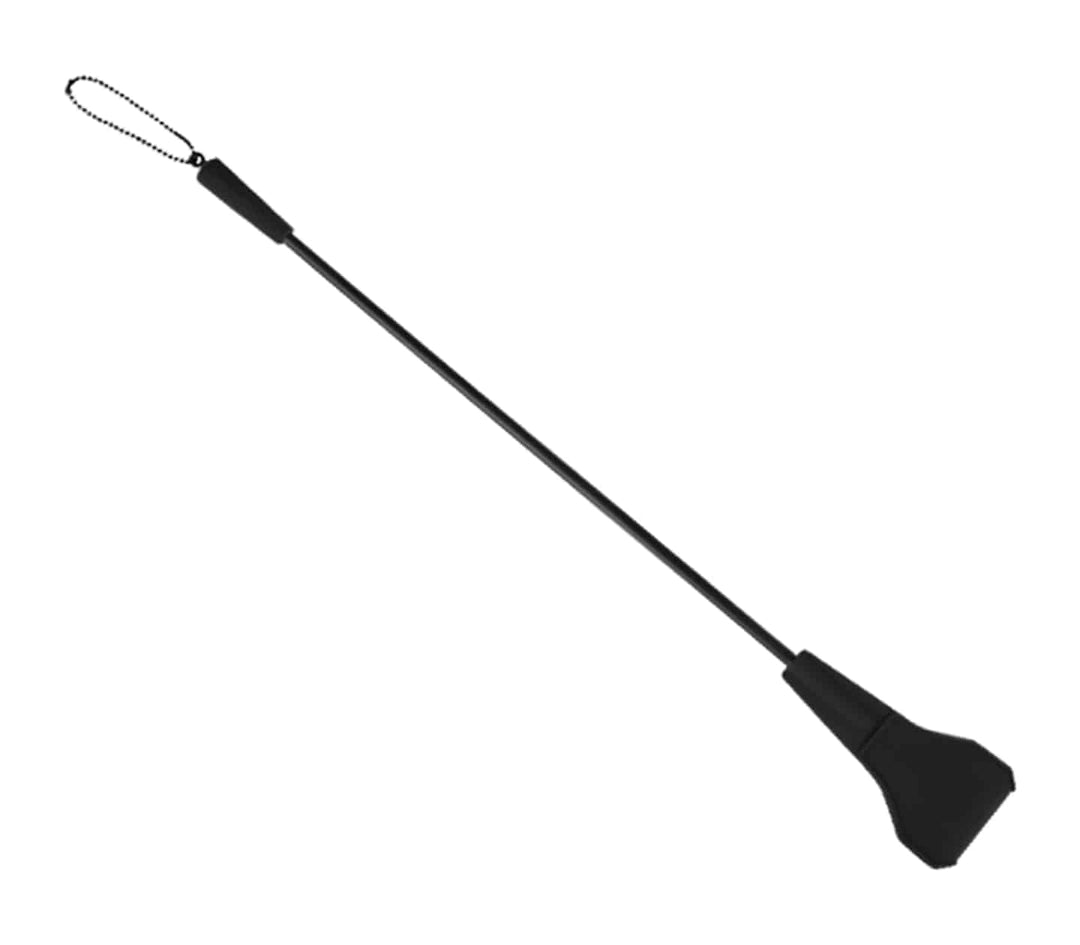 Love in Leather silicone tab riding crop - black BDSM impact toy with flexible silicone tab end