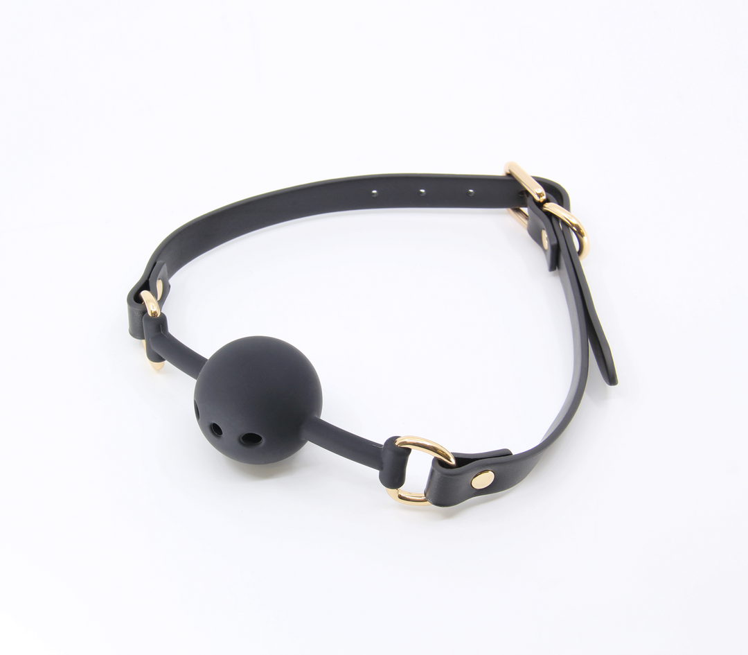 Love in Leather breathable ball gag - perforated silicone design with ventilation holes