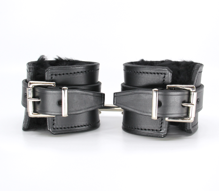 Love in Leather heavy sheepskin lined cuffs - premium leather wrist restraints with soft lining