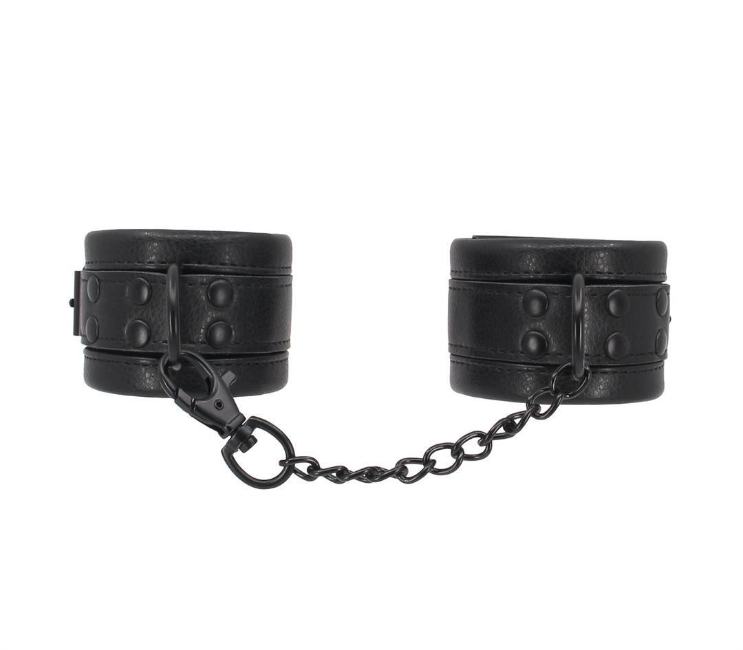 Love in Leather soft padded cuffs - black BDSM wrist restraints with comfortable interior