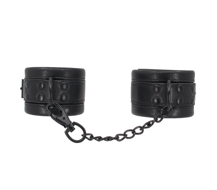 Love in Leather soft padded cuffs - black BDSM wrist restraints with comfortable interior
