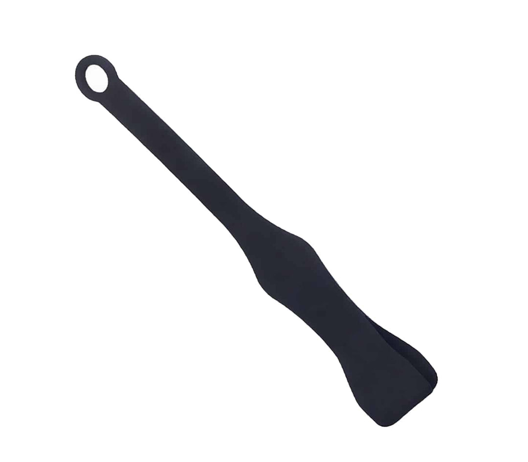Love in Leather silicone slapper paddle with tab - flexible impact toy with finger loop