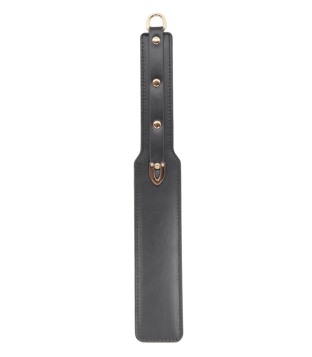 Love in Leather faux leather paddle - black BDSM impact play accessory with comfortable grip