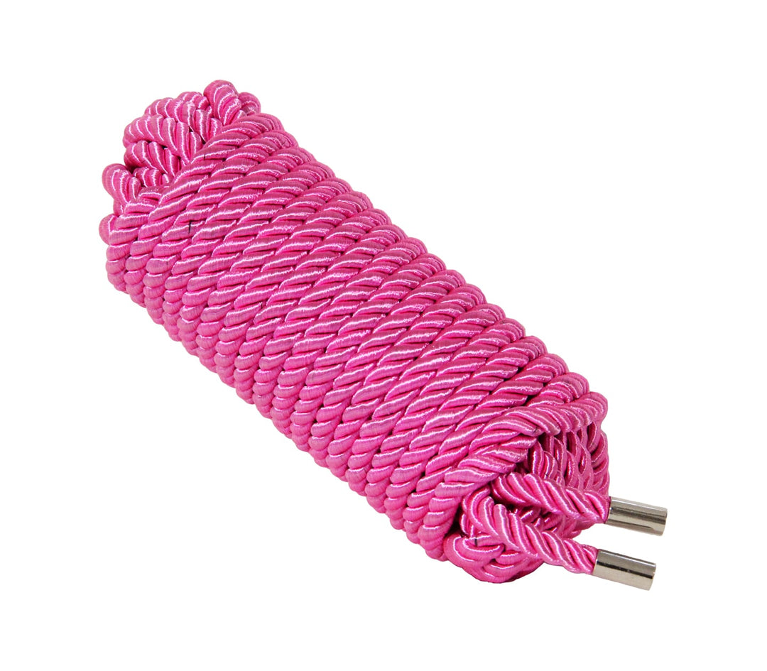Love in Leather 10 metre pink satin rope - luxury silky bondage rope for comfortable restraint