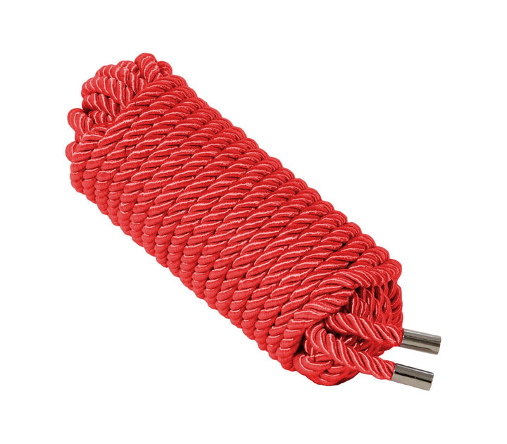 Love in Leather 10 metre red satin rope - luxury silky bondage rope for comfortable restraint