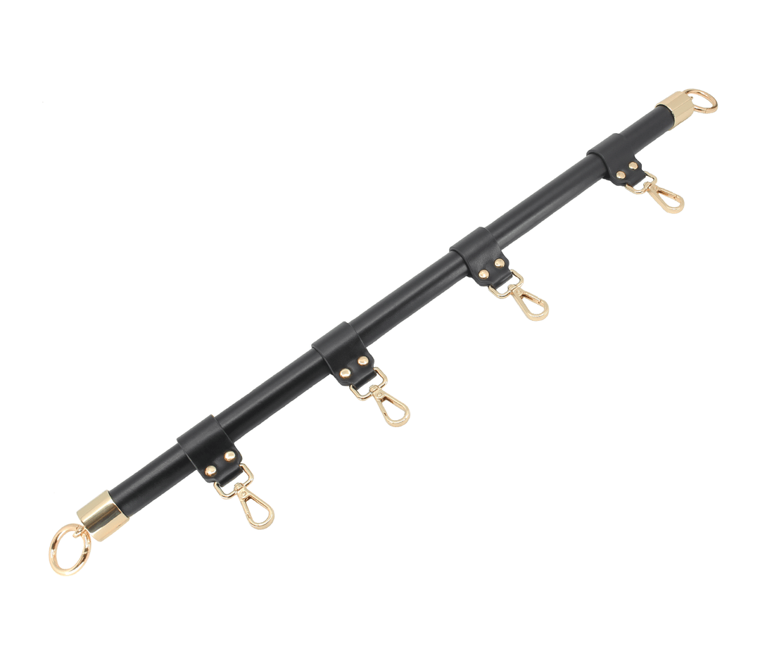 Love in Leather wrapped spreader bar - adjustable BDSM restraint bar with leather wrapping