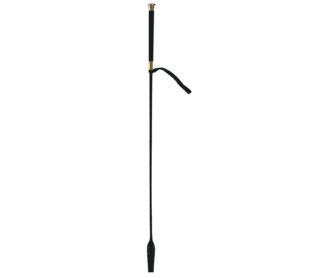Love in Leather riding crop with brass ferrule - fiberglass BDSM crop with decorative brass handle accent