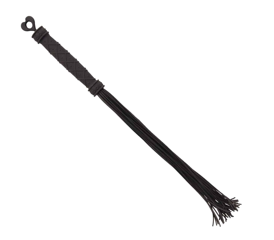 Love in Leather silicone flogger - waterproof black silicone tail whip for easy cleaning