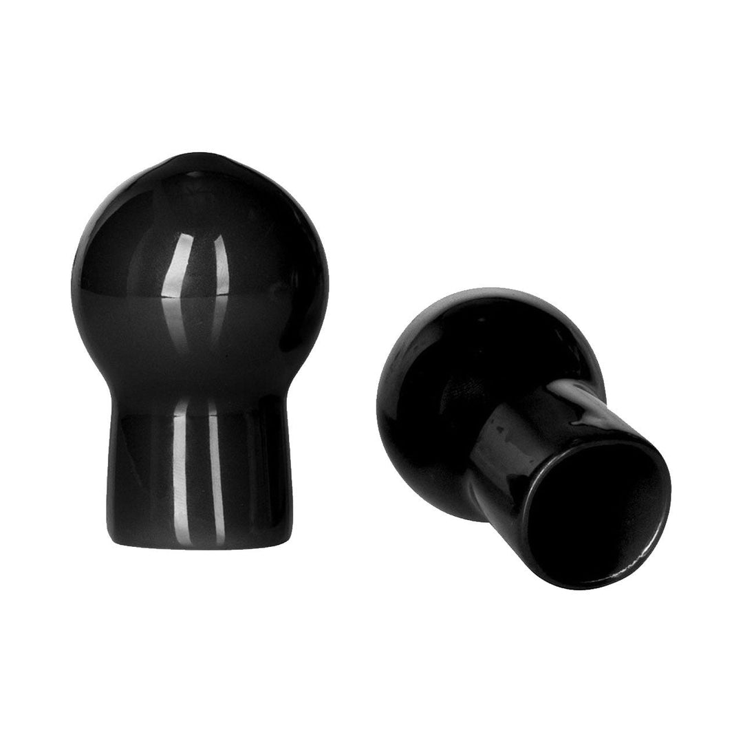 Nipple Play Advanced Nipple Suckers by CalExotics - black suction cups with squeezable bulbs