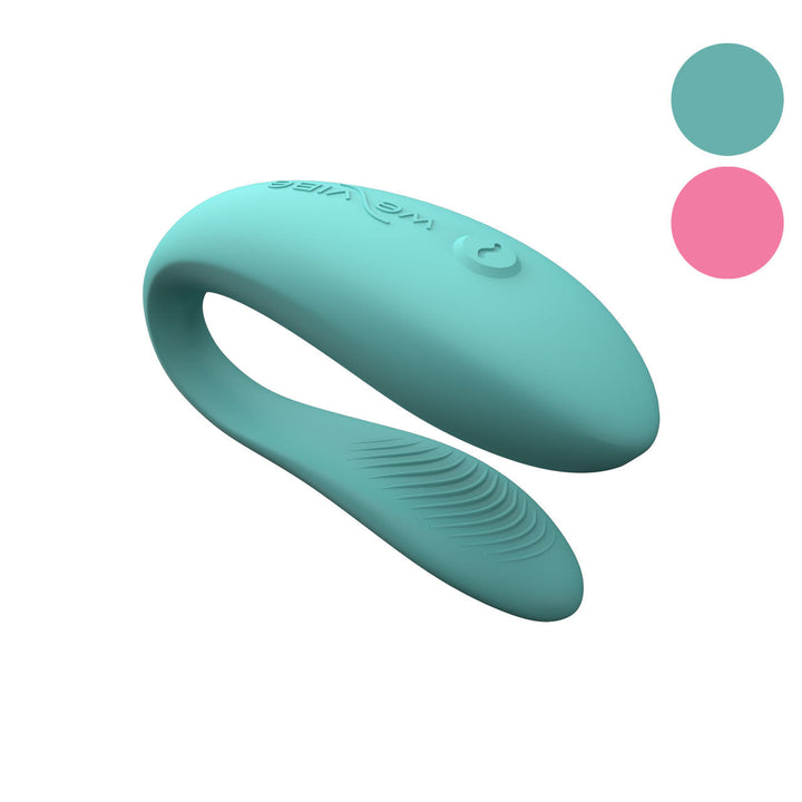 Sync Lite by We Vibe - aqua couples' vibrator with ergonomic C-shape design