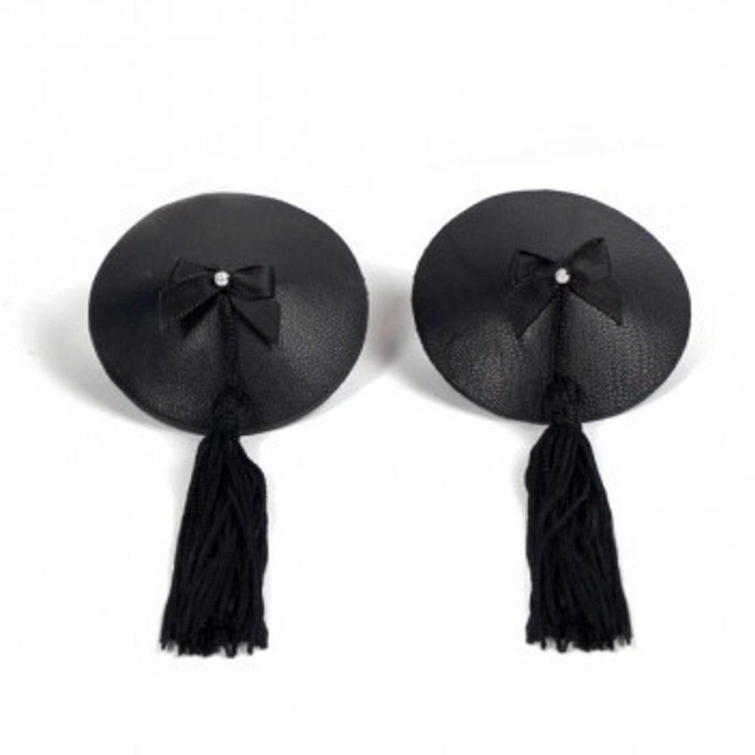 Burlesque Pasties Classic by Bijoux Indescreets - faux leather pasties with twirlable tassels