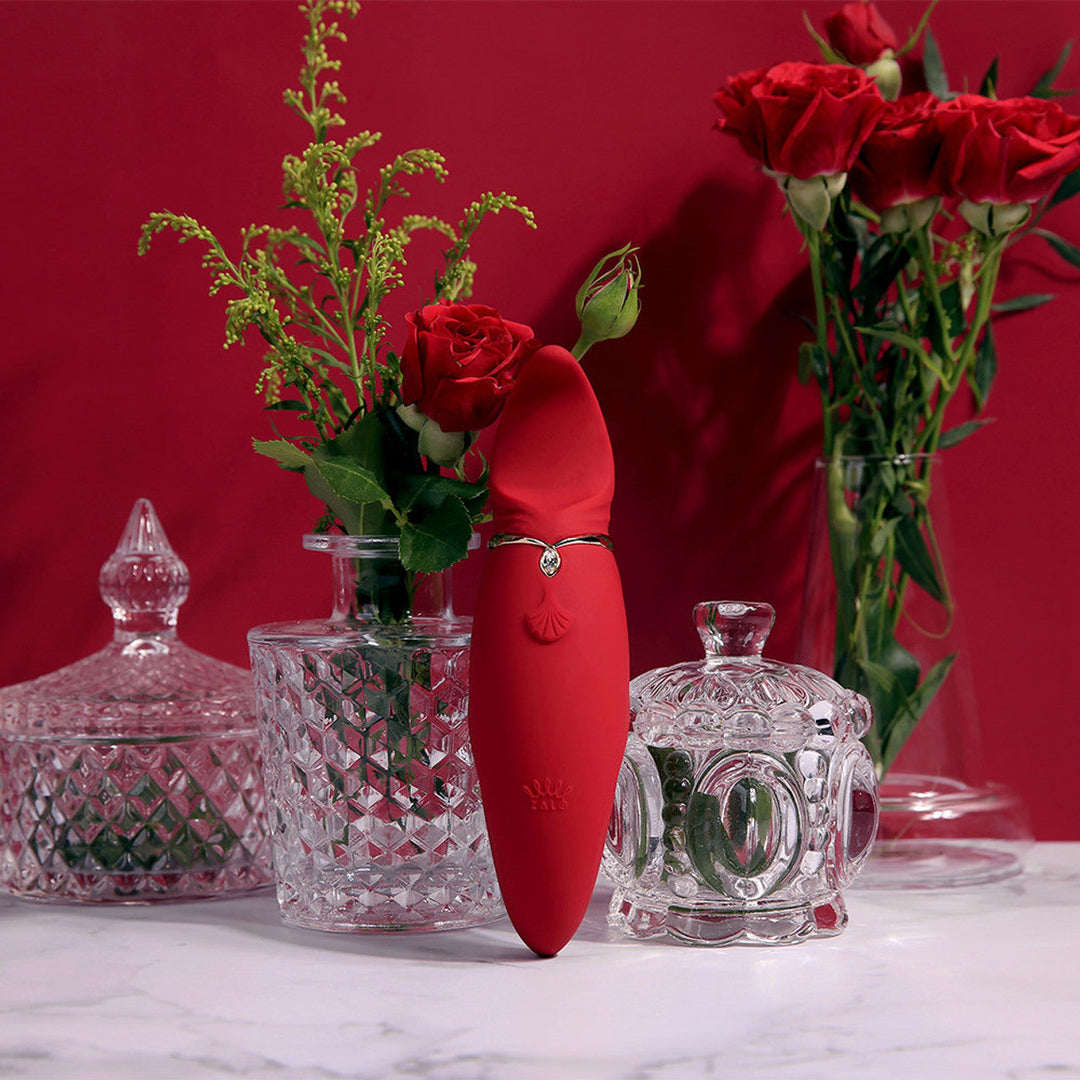 ZALO Hero clitoral stimulator with PulseWave technology - red design with Swarovski crystal